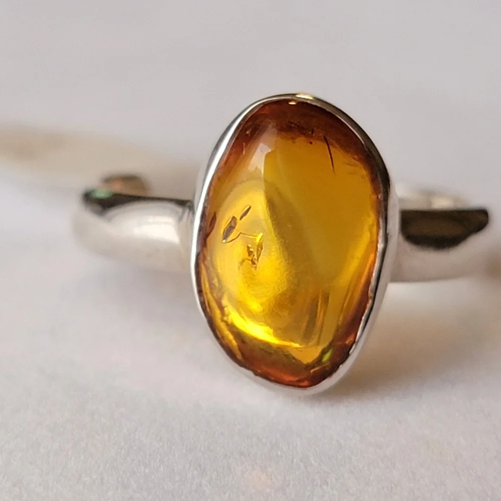 Natural Baltic Amber 925 Sterling Silver Ring NWT Genuine  Stamped Signed